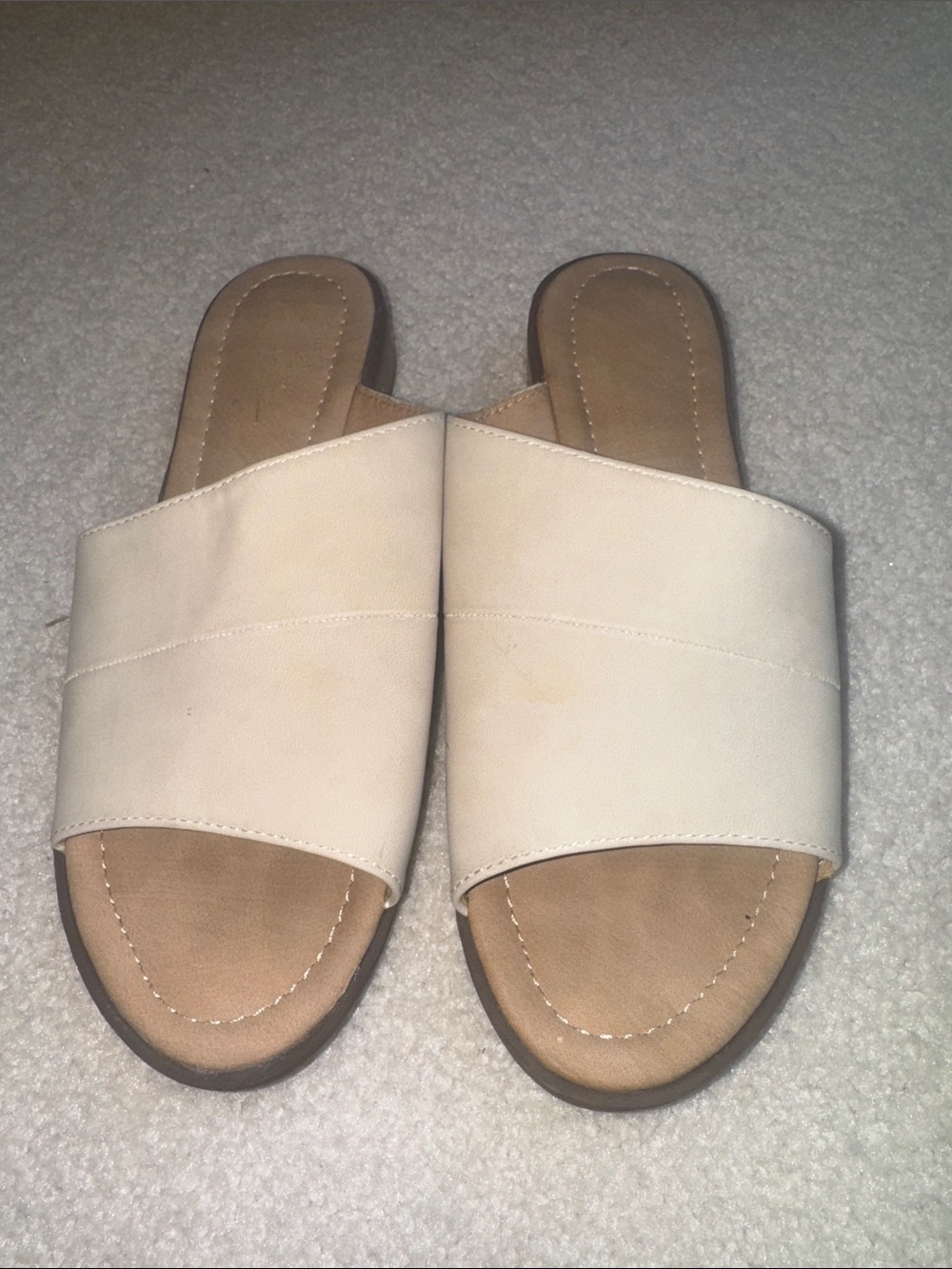 Neutral Slide Sandals — Cream Women's Slip-On